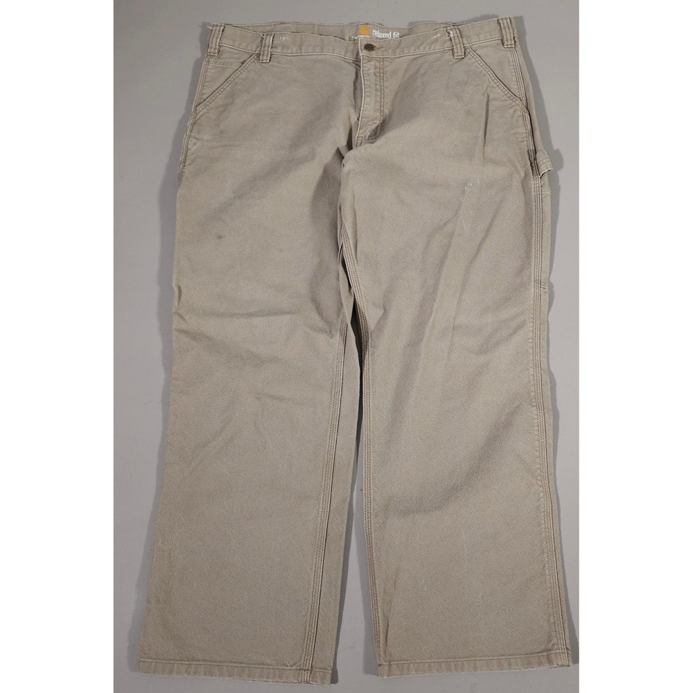 Carhartt Carpenter Pants Mens 42x30 Khaki Relaxed Fit Rugged Flex Work Utility